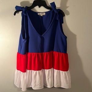 Haptics Colorblock Red, White & Blue Tank